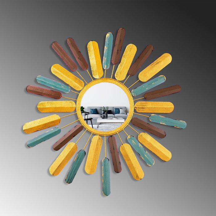 Wallity Mirror Sun 2 Espejo Decorativo 75x75x4 cm Metal Hecho a Mano